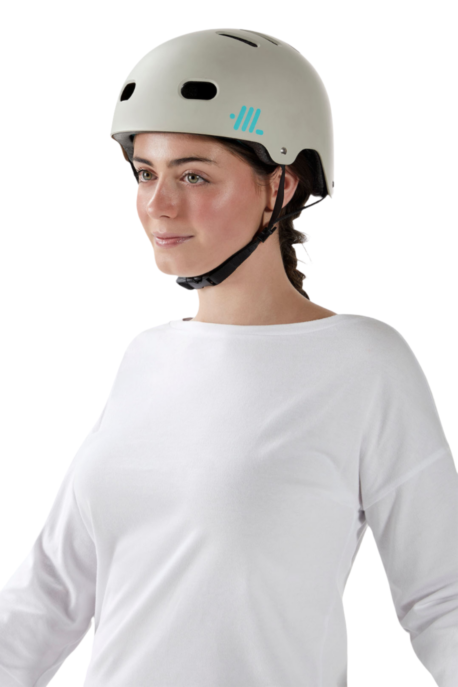 Zara Harrington Modelling White Headlokt Helmet